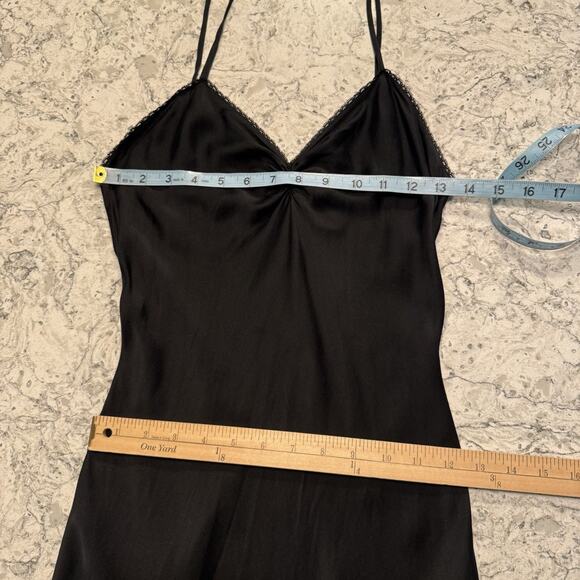 VTG Nightgown Bed Jacket Silk Peignoir Set 70s Bergdorf Goodman Black Lace S/M - Picture 14 of 16